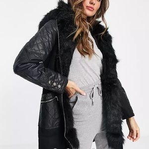River Island Faux Fur Parka Coat
